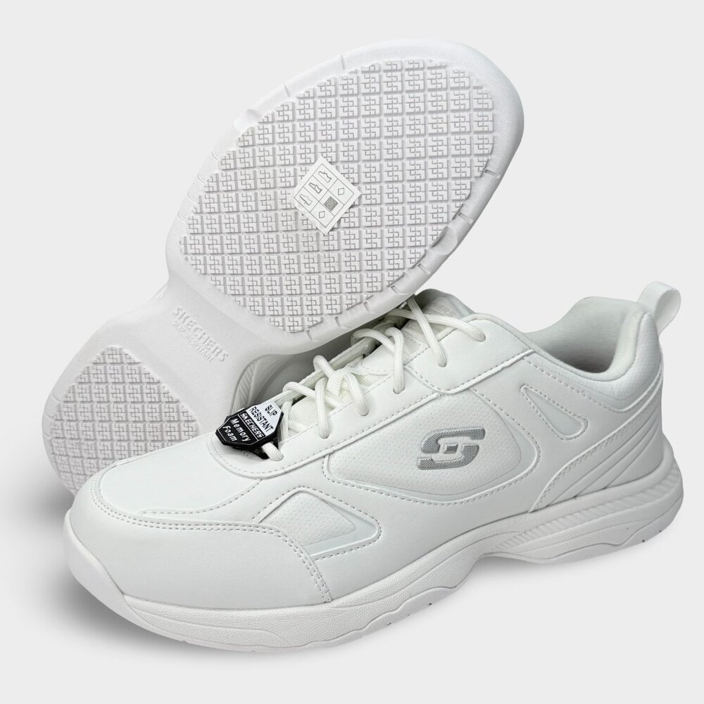 Skechers Work Relaxed Fit Dighton SR Men's 10 White EH SRO Safety Shoes 77111 - Picture 7 of 11